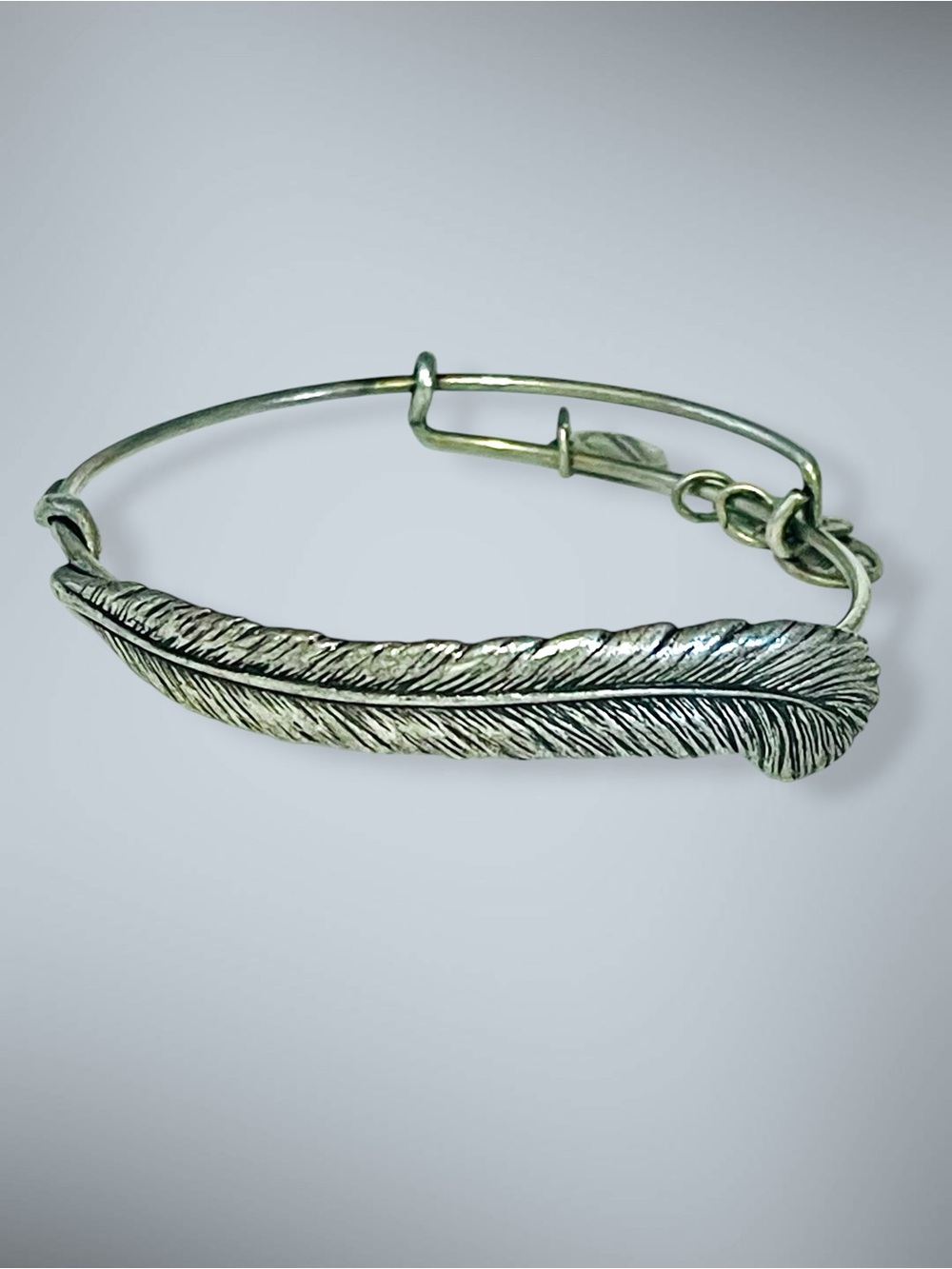 Alex and Ani Spiritual Armor Plume Feather Rafaelian Silver Bangle Bracelet